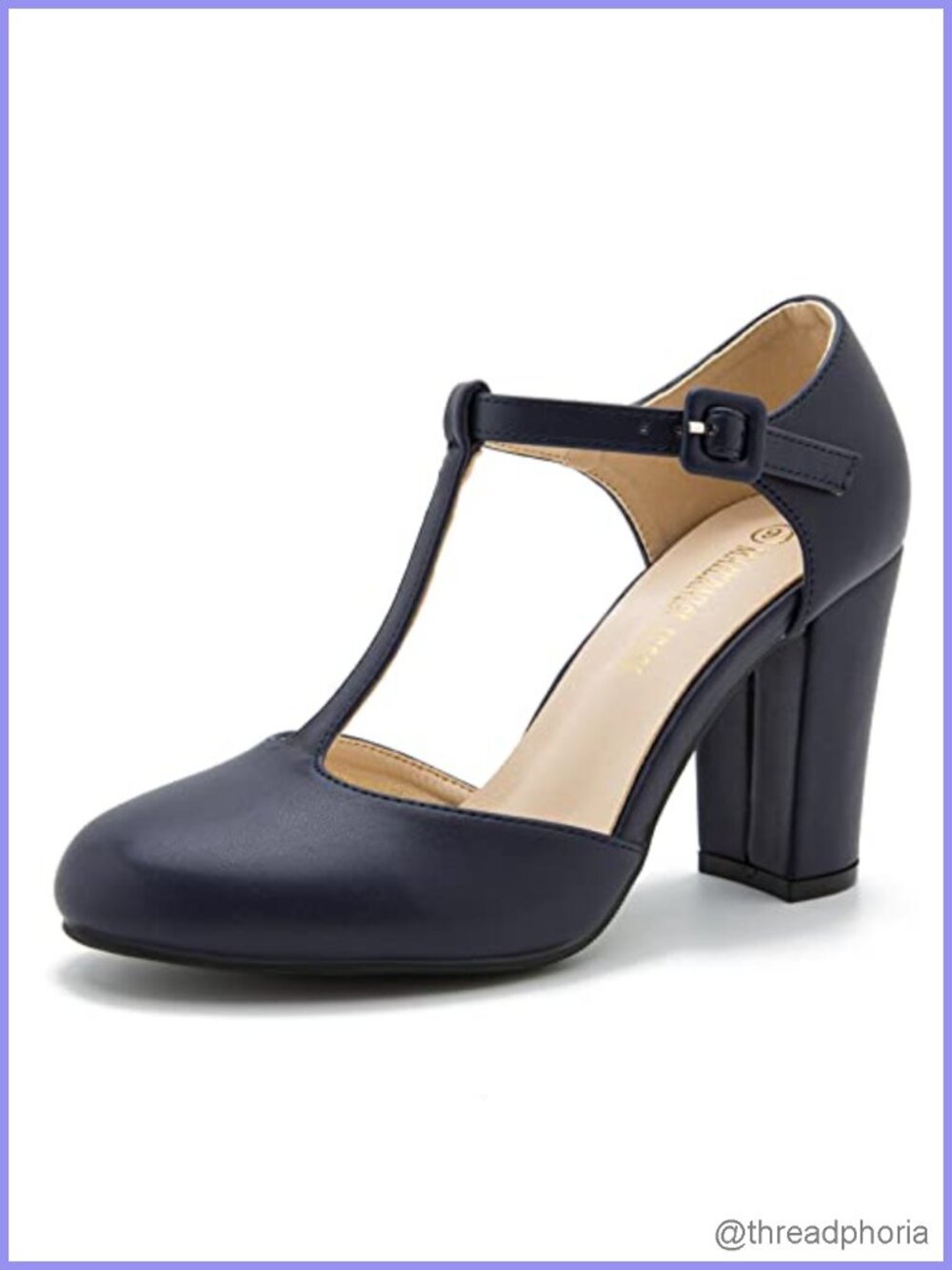 Women's T-Strap Mary Jane Pumps Chunky Heel Vintage Cut Out Round Toe Dress